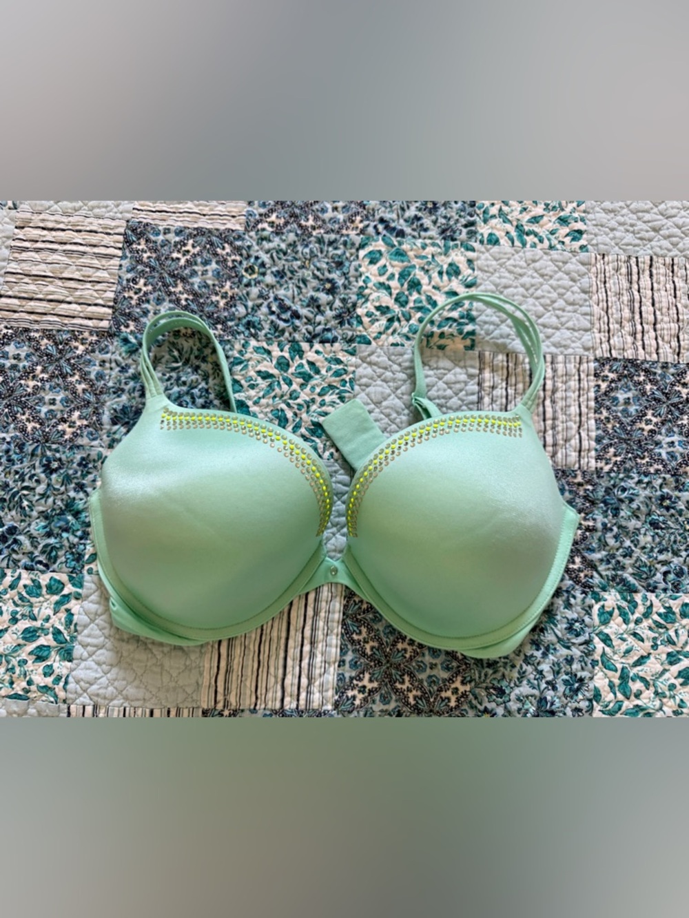 Victoria's Secret Mint Green Padded Bra with Rhinestone Accent